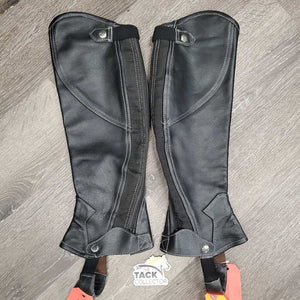 Leather Half Chaps, Back Zips *vgc, clean, mnr dirty, elastic puckers & hairy inside