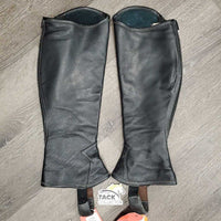 Leather Half Chaps, Back Zips *vgc, clean, mnr dirty, elastic puckers & hairy inside