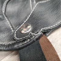 Leather Half Chaps, Back Zips *vgc, clean, mnr dirty, elastic puckers & hairy inside
