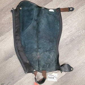 Leather Half Chaps, Back Zips *vgc, clean, mnr dirty, elastic puckers & hairy inside