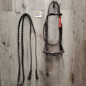 Rsd Bridle, Braided Reins *gc, dry, stiff, bent, scraped edges, rubs, peeled spots, creases