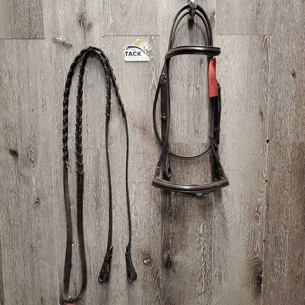 Rsd Bridle, Braided Reins *gc, dry, stiff, bent, scraped edges, rubs, peeled spots, creases