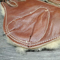 Hind Leather & Sheepskin Boots, buckles *xc/vgc, older, mnr hair, dirt & compressed fleece, chipped
