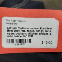 EuroSeat Breeches *gc, faded, snags, rubs, seam puckers, stitches: undone & rubs
