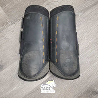 Closed Front & Hind Boots, velcro *gc, faded, clean, rubs, threads, holey edge, stain