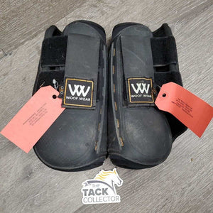 Closed Front & Hind Boots, velcro *gc, faded, clean, rubs, threads, holey edge, stain