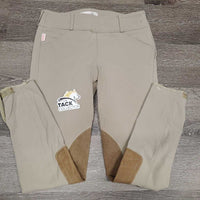 Side Zip EuroSeat Breeches *gc/fair, discolored seat & legs, stretched, puckered & thin seat seam, undone ankle & knee seams