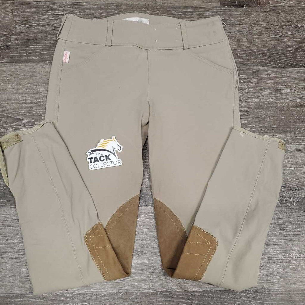 Side Zip EuroSeat Breeches *gc/fair, discolored seat & legs, stretched, puckered & thin seat seam, undone ankle & knee seams