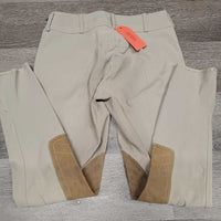 Side Zip EuroSeat Breeches *gc/fair, discolored seat & legs, stretched, puckered & thin seat seam, undone ankle & knee seams
