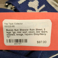 Rain Sheet, 2 legs *gc, mnr wpf, clean, mnr tears, stained, snags, repairs
