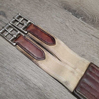 Thin Padded Leather Girth, 2x els, Center D Ring *gc/fair, dirty, faded, rubs, hairy seams, creases, stains
