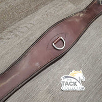 Thin Padded Leather Girth, 2x els, Center D Ring *gc/fair, dirty, faded, rubs, hairy seams, creases, stains