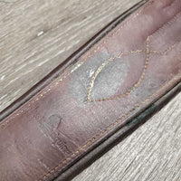 Thin Padded Leather Girth, 2x els, Center D Ring *gc/fair, dirty, faded, rubs, hairy seams, creases, stains
