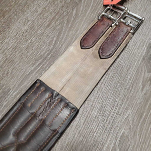 Thin Padded Leather Girth, 2x els, Center D Ring *gc/fair, dirty, faded, rubs, hairy seams, creases, stains