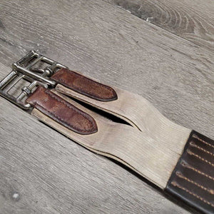Thin Padded Leather Girth, 2x els, Center D Ring *gc/fair, dirty, faded, rubs, hairy seams, creases, stains