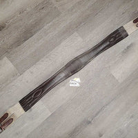 Thin Padded Leather Girth, 2x els, Center D Ring *gc/fair, dirty, faded, rubs, hairy seams, creases, stains