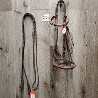 Rsd/FS Padded Monocrown Hunter Bridle, Buckles, Braided Reins *gc, dirty, older, rubsd, mismatched
