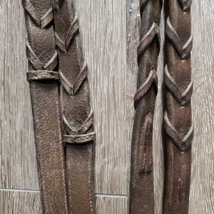 Rsd/FS Padded Monocrown Hunter Bridle, Buckles, Braided Reins *gc, dirty, older, rubsd, mismatched