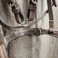 Rsd/FS Padded Monocrown Hunter Bridle, Buckles, Braided Reins *gc, dirty, older, rubsd, mismatched
