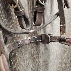 Rsd/FS Padded Monocrown Hunter Bridle, Buckles, Braided Reins *gc, dirty, older, rubsd, mismatched