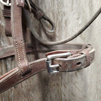 Rsd/FS Padded Monocrown Hunter Bridle, Buckles, Braided Reins *gc, dirty, older, rubsd, mismatched
