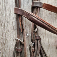 Rsd/FS Padded Monocrown Hunter Bridle, Buckles, Braided Reins *gc, dirty, older, rubsd, mismatched
