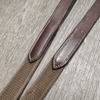 Rubber Web Reins *gc, faded, dirty, rough back, stiff, popped elastics
