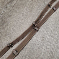 Rubber Web Reins *gc, faded, dirty, rough back, stiff, popped elastics
