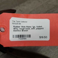 Rubber Web Reins *gc, faded, dirty, rough back, stiff, popped elastics
