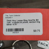 Thick Hvy Loose Ring Snaffle Bit *fair, v.rusted & pitted, dented ring
