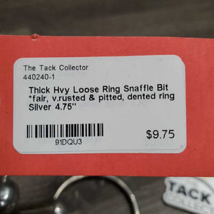 Thick Hvy Loose Ring Snaffle Bit *fair, v.rusted & pitted, dented ring