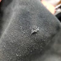 Suede Full Chaps, Lace Back *gc/fair, older, discolored, stains, rubs, scrapes, sm holes, dirty, stiff, faded
