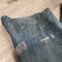 Suede Full Chaps, Lace Back *gc/fair, older, discolored, stains, rubs, scrapes, sm holes, dirty, stiff, faded
