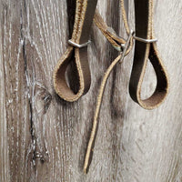 Flat Headstall, Top Buckle, Split Reins, Conway Buckles *gc, clean, scraped edges, older, mnr dirt & rubs
