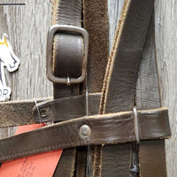 Flat Headstall, Top Buckle, Split Reins, Conway Buckles *gc, clean, scraped edges, older, mnr dirt & rubs
