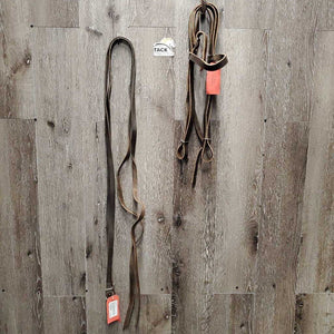 Flat Headstall, Top Buckle, Split Reins, Conway Buckles *gc, clean, scraped edges, older, mnr dirt & rubs