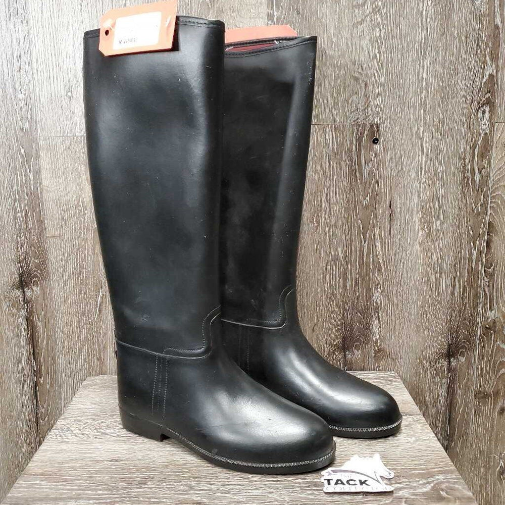 Pr Tall Lined Rubber Riding Boots *xc/vgc, clean, mnr scuffs & hairy lining
