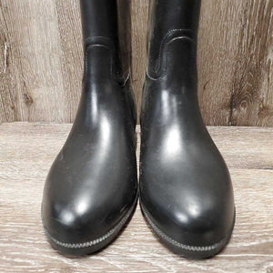 Pr Tall Lined Rubber Riding Boots *xc/vgc, clean, mnr scuffs & hairy lining