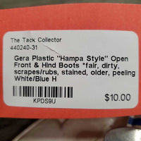 Plastic "Hampa Style" Open Front & Hind Boots *fair, dirty, scrapes/rubs, stained, older, peeling
