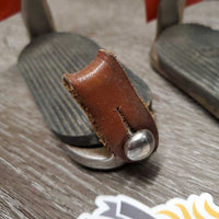 Pr Safety Stirrups, grips, leather keepers *fair, NO Elastics, rusty, dirty, older
