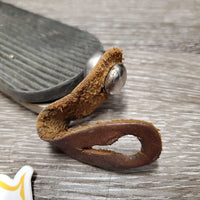 Pr Safety Stirrups, grips, leather keepers *fair, NO Elastics, rusty, dirty, older
