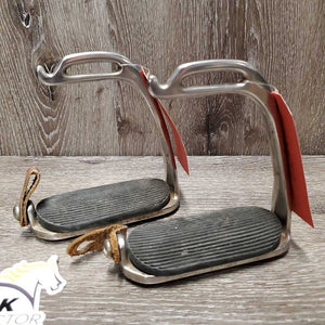 Pr Safety Stirrups, grips, leather keepers *fair, NO Elastics, rusty, dirty, older