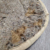 Cotton Top Fleece Bottom Bareback Pad, front d rings *gc, mnr dirt, stains, hair, clumpy fleece, rust, older
