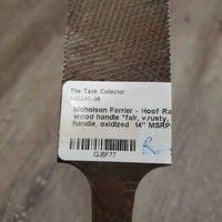 Farrier - Hoof Rasp, wood handle *fair, v.rusty, loose handle, oxidized
