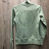 "Power Femme" Meya LS Sweat Shirt, 1/4 Zip Up *xc/vgc, v.mnr rubs & puckers
