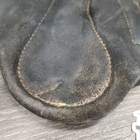 Closed Leather Brushing Boots, buckles *fair/gc, older, stains, v.curled edges, dry, stiff, clean
