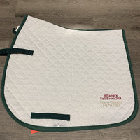 Quilt Saddle Pad, embroidery "Alhambra Res. Champ" *vgc, threads, pills, mnr hair, rubs, stains
