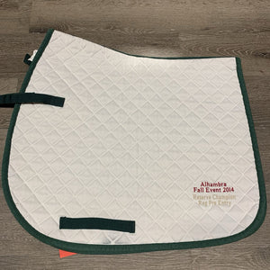 Quilt Saddle Pad, embroidery "Alhambra Res. Champ" *vgc, threads, pills, mnr hair, rubs, stains