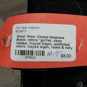 Closed Neoprene Boots, velcro *gc/fair, clean, residue, frayed edges, unstitched, velcro: frayed logos, faded & hairy