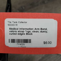Medical Information Arm Band, velcro strap *vgc, clean, dusty, curled edges